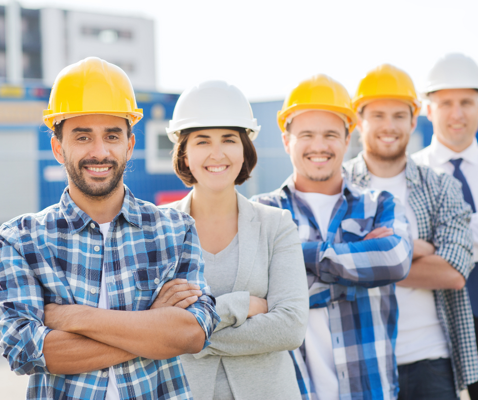 Workers in Construction Hats