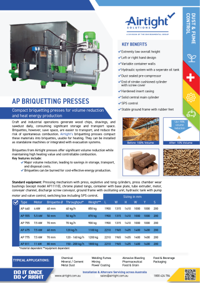 AP Briquetting Press Flyer