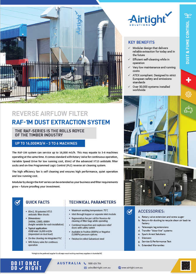 RAF-1M Reverse Airflow Dust Collector Flyer Download